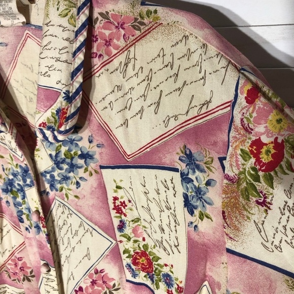 Vintage Kathie Lee Floral Rayon Blouse and Shorts Set Pink Large - Picture 5 of 14